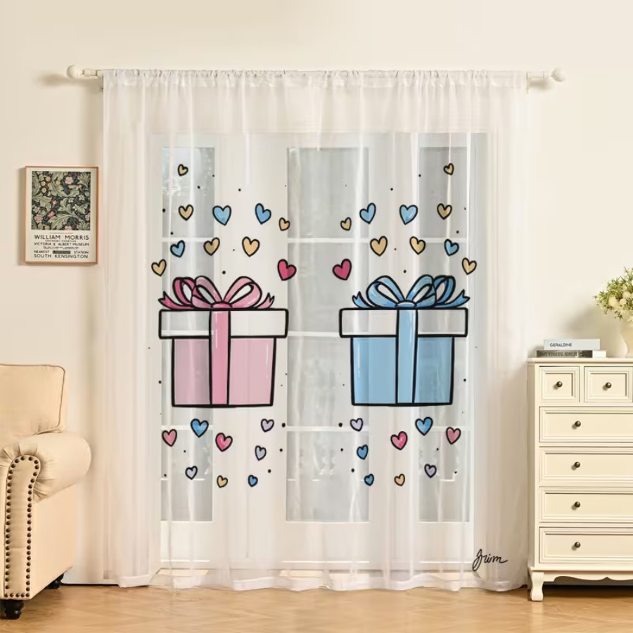 2PCS Digital Print Sheer Curta - Home Office Box recension och pris