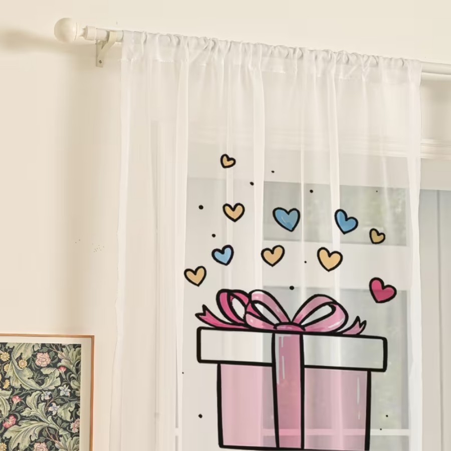 2PCS Digital Print Sheer Curta - Home Office Box recension och pris