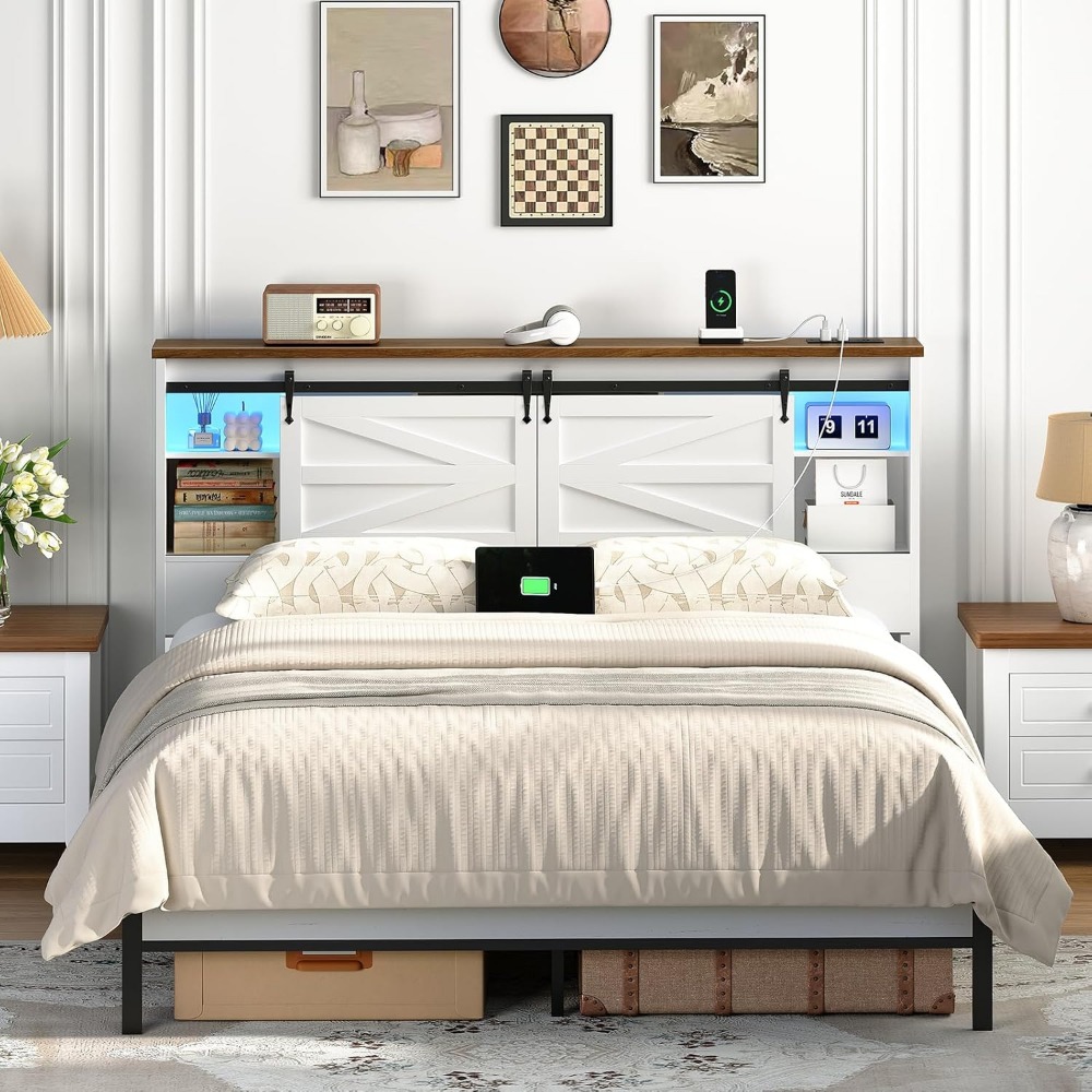 Queen Headboard With Storage S - Bookcase Wood Shelf recension och pris