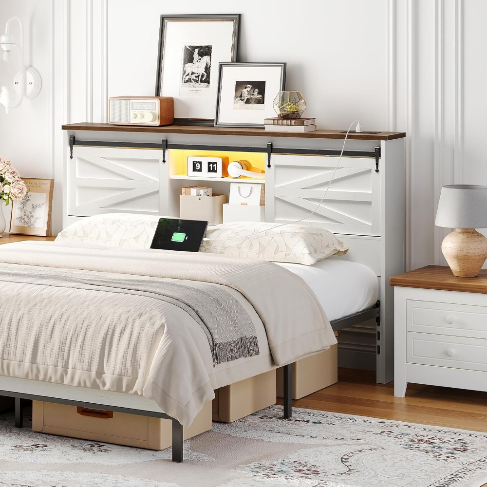 Queen Headboard With Storage S - Bookcase Wood Shelf recension och pris